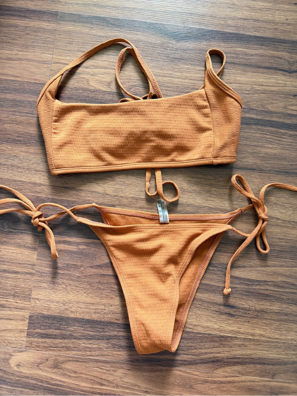 Burnt Orange Textured Bikini Set